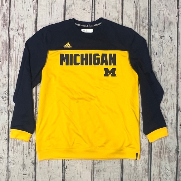 Michigan Wolverines NCAA Collegiate Adidas Climalite Athletic Long Sleeve Shirt - Picture 1 of 4